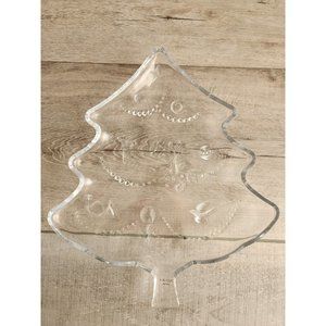 Crystal Clear Decorated Christmas Tree Candy Dish Lights, Dove & Bells 12"x11.5"